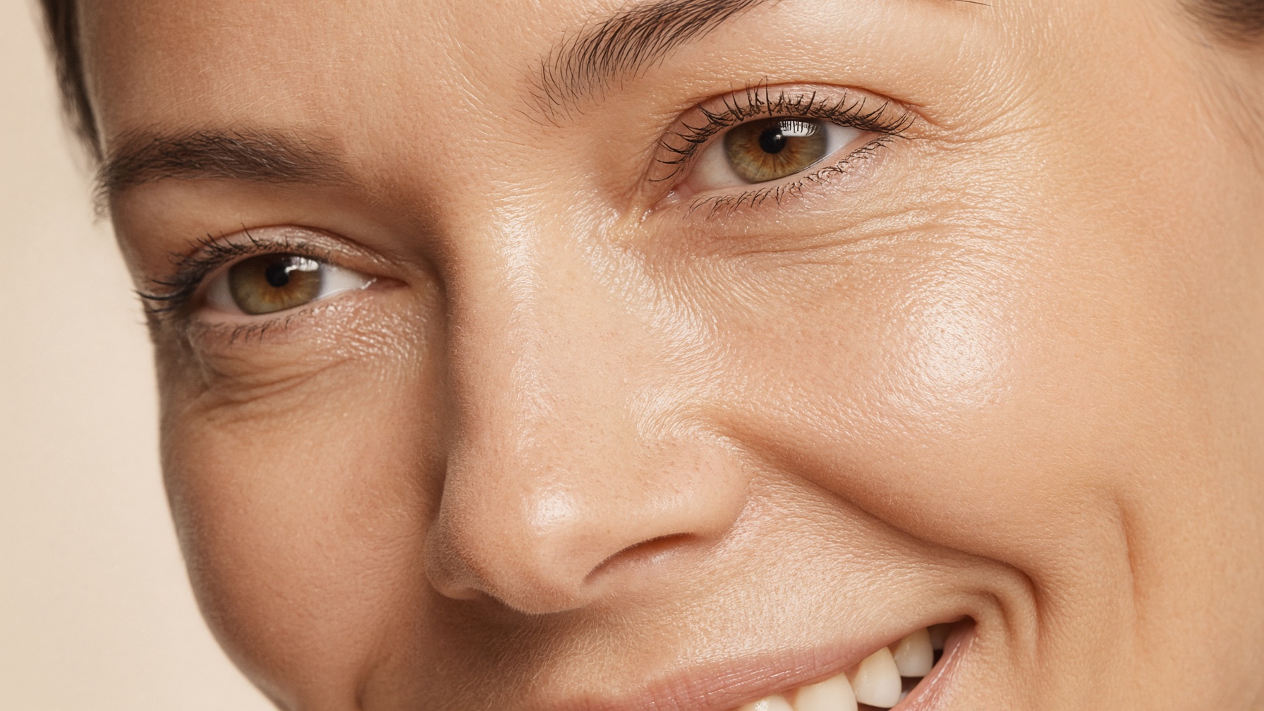 A genuine smile still shows faint lines at the eyes — that is how a smile reads as real
